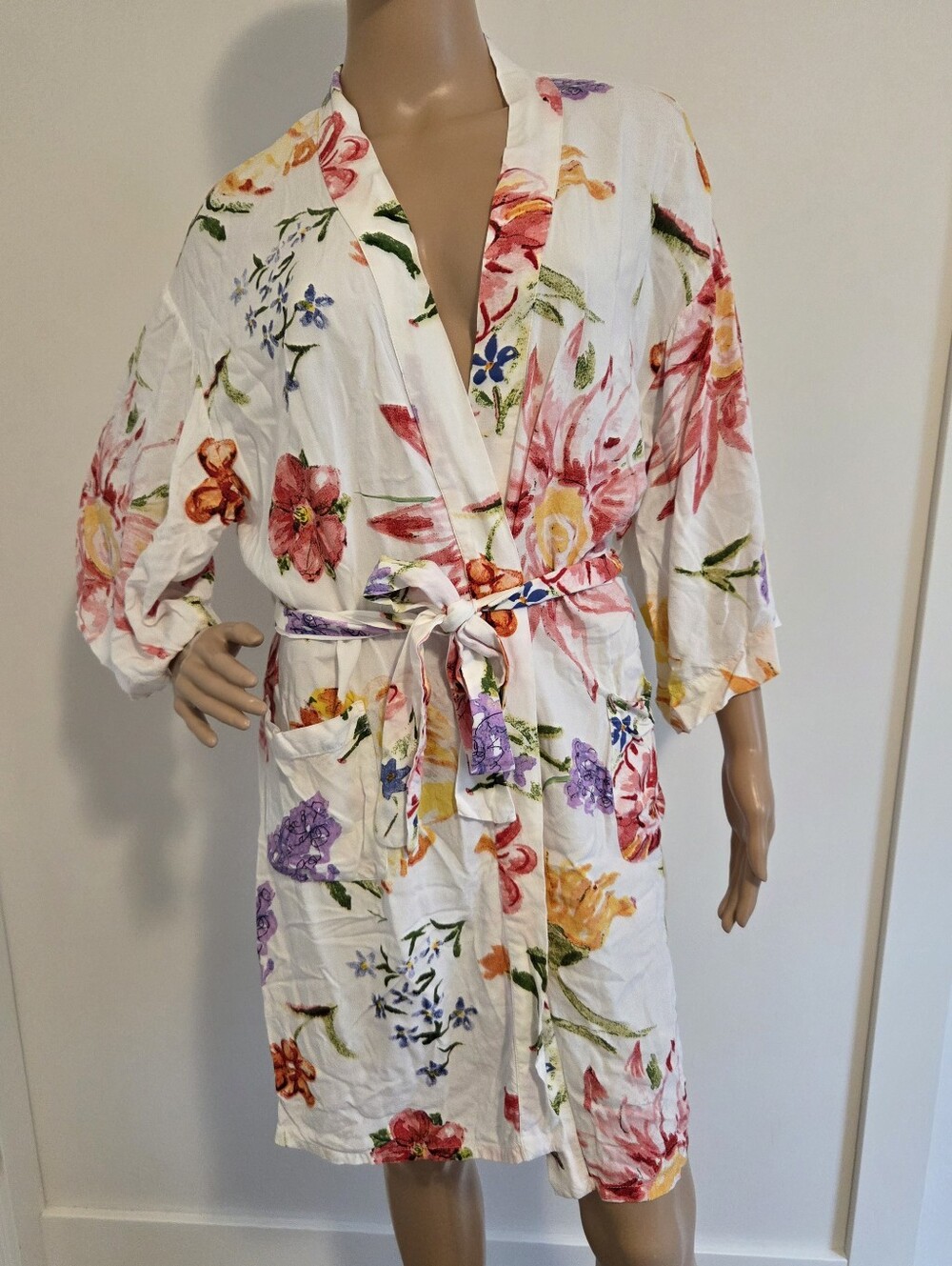 April Cornell Vernissage Multi Foral Cover Up/ Kimono Robe